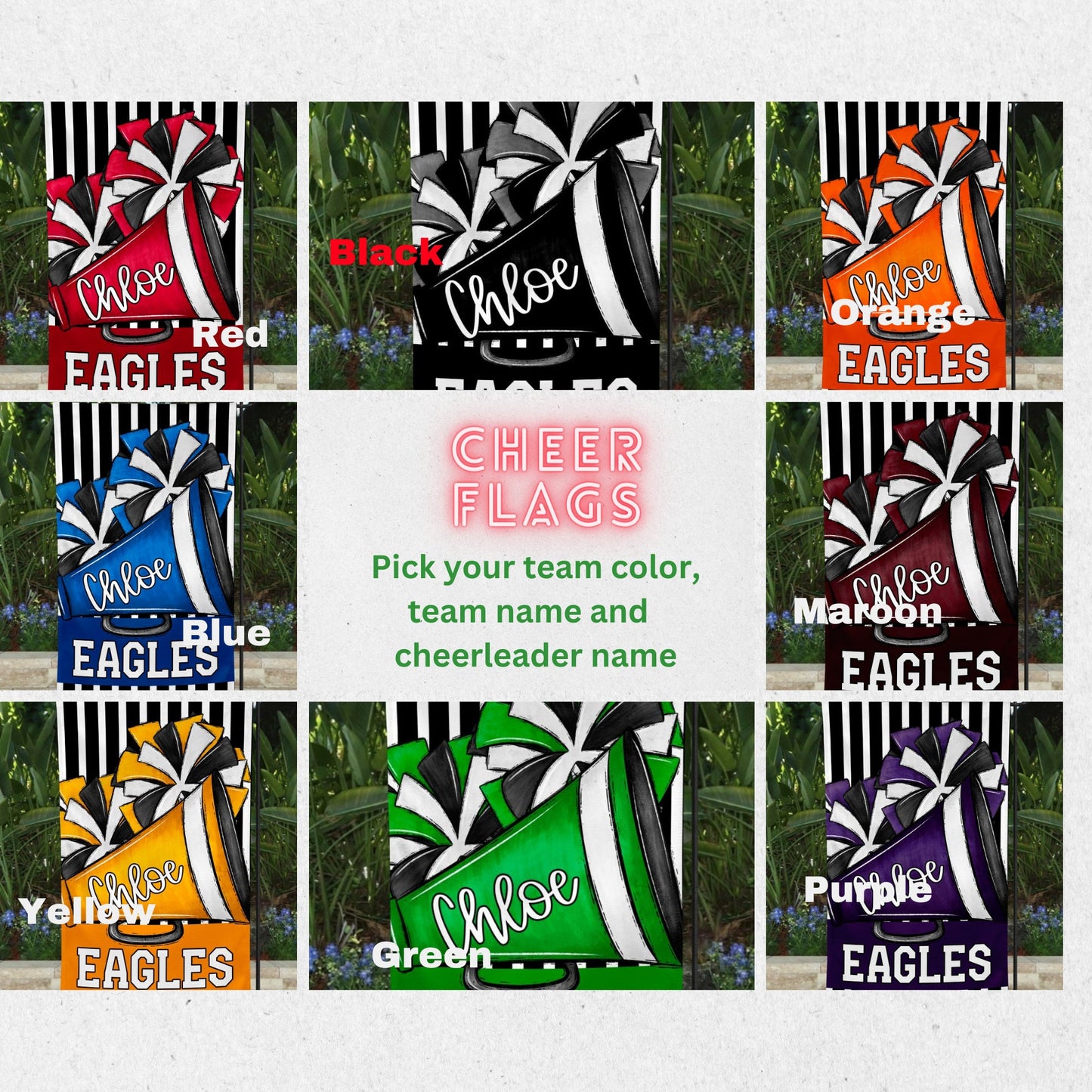 Customizable Cheer Spirit Garden Flag - Personalize Your Message of Team Spirit!