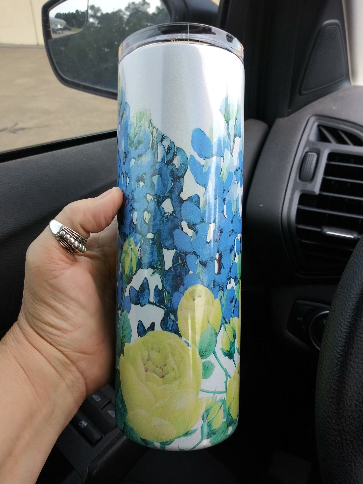 Bluebonnets and Yellow Roses/20oz tumbler/Glitter tumbler/Texas/Texas lovers/custom tumbler/personalized cup/Texas State flower bluebonnets