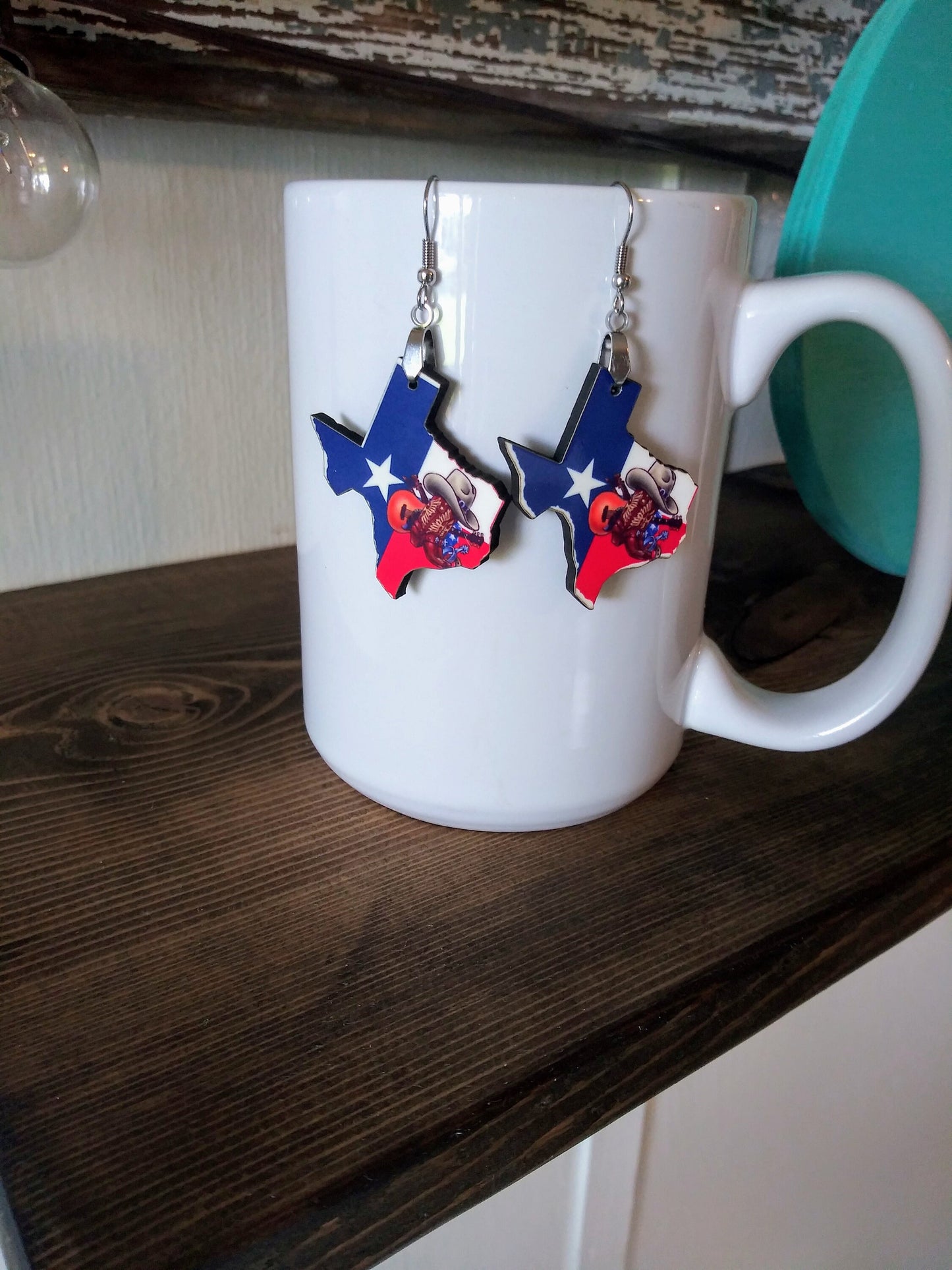 Texas Lone Star State earrings/Texas Lovers/Lone Star/Texas shape/custom/sublimation/dangle earring/jewerly/Lone star shaped/personalized