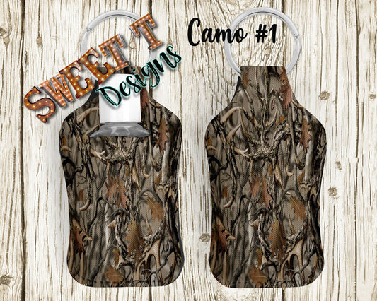 Camo hand sanitizer neoprene key chain holder carrier/multi purpose travel/air pod case/diaper bag accessory/air pod keychain/