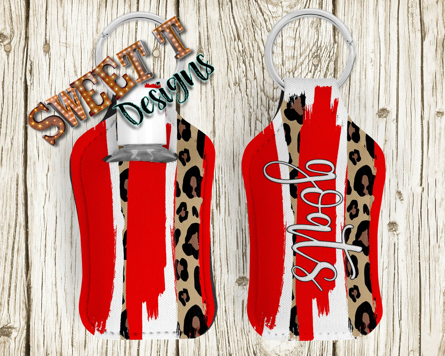 spirit brush stroke hand sanitizer holder key chain/neoprene/multi purpose travel holder/diaper bag accessory/Air pod case/school spirit