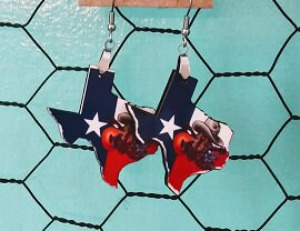 Texas Lone Star State earrings/Texas Lovers/Lone Star/Texas shape/custom/sublimation/dangle earring/jewerly/Lone star shaped/personalized