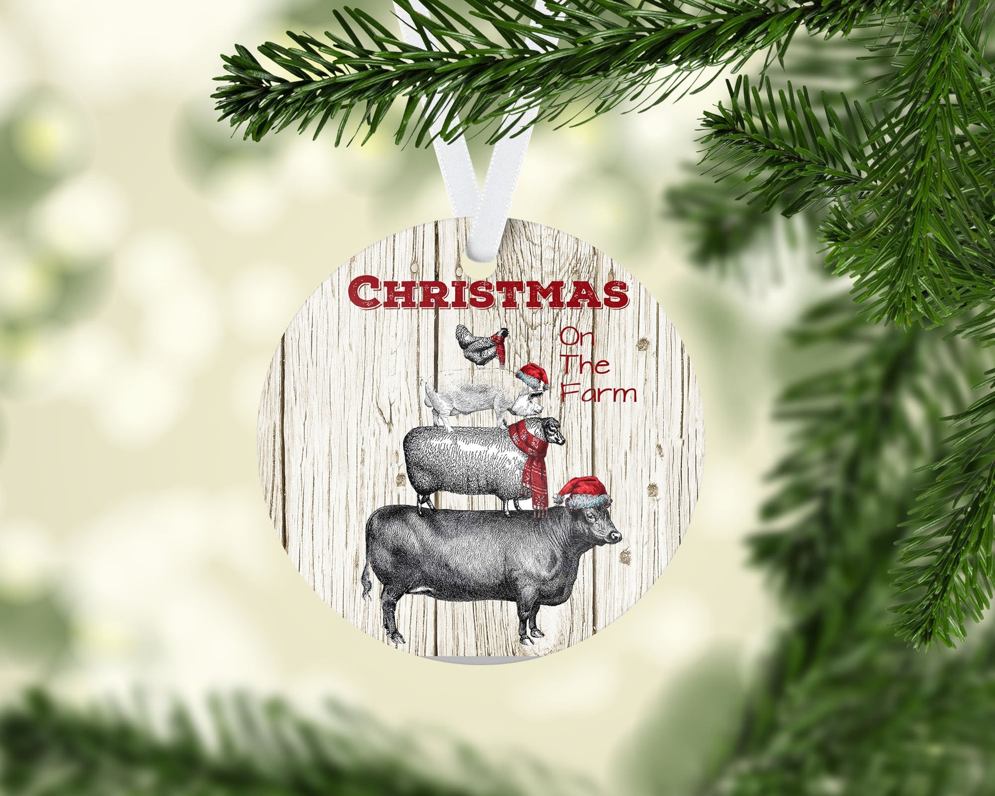 Christmas on the Farm/Personalized ornament/Gift under 20/Family ornament/Christmas gift/decorations/cow/pig/chicken/farm ornament/farmhouse