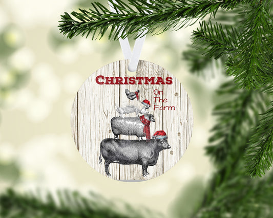 Christmas on the Farm/Personalized ornament/Gift under 20/Family ornament/Christmas gift/decorations/cow/pig/chicken/farm ornament/farmhouse