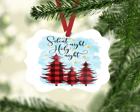 Buffalo plaid trees/leopard/Silent Night/Personalized Christmas ornament/boho/gift under 20/ornament for her/secret santa/custom ornament