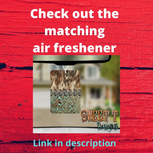 Cowhide with Teal leather/Cowhide lovers/Cow lovers/Teal/Leather/Mothers Day Gift/Mom gift/New Car décor/car coasters/coasters for car