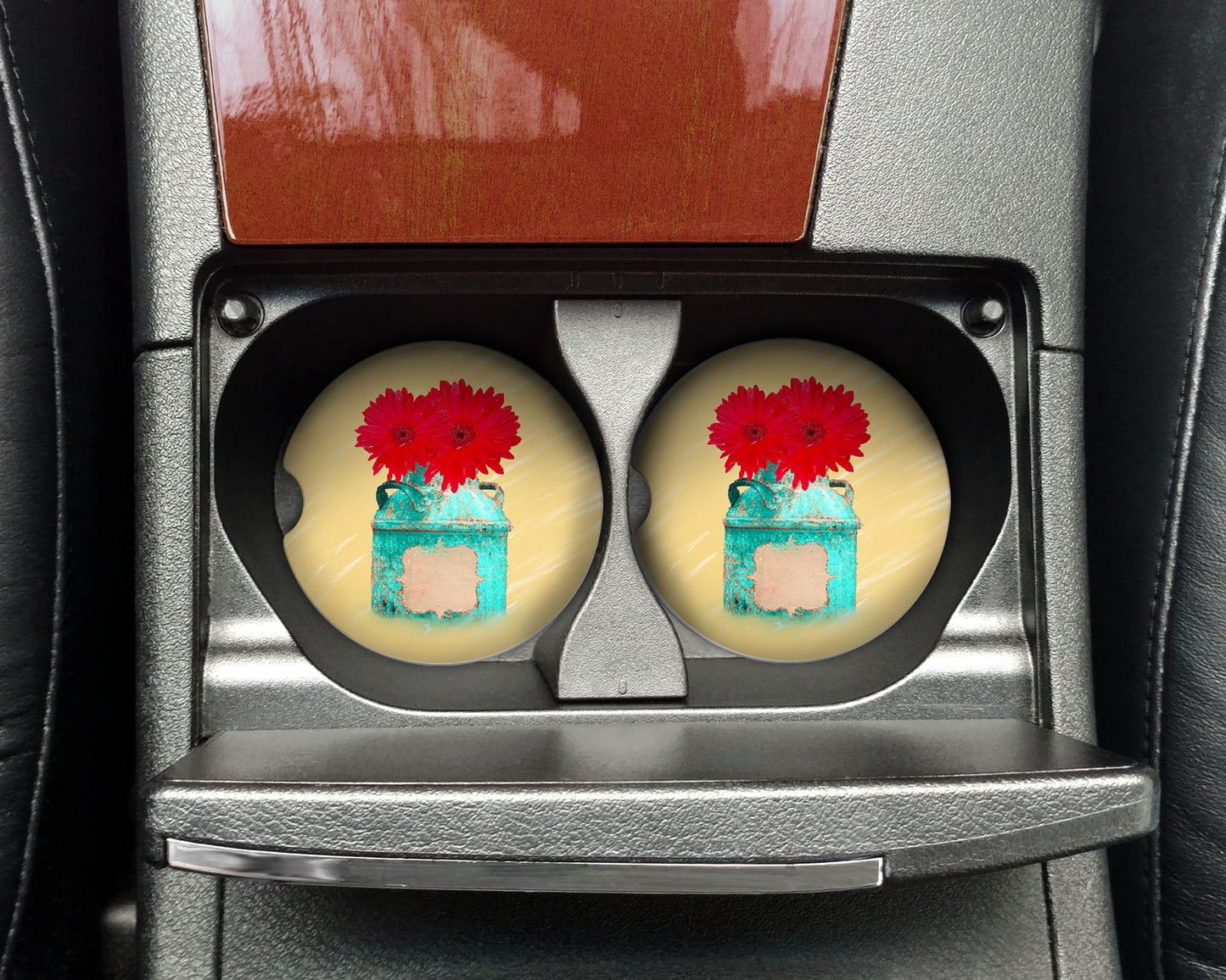 Vintage tin with flowers car coasters/Junky car coasters/Water can car coasters/Vintage/Junky/Country flowers/Bestie gift/Mom gift/ gift her