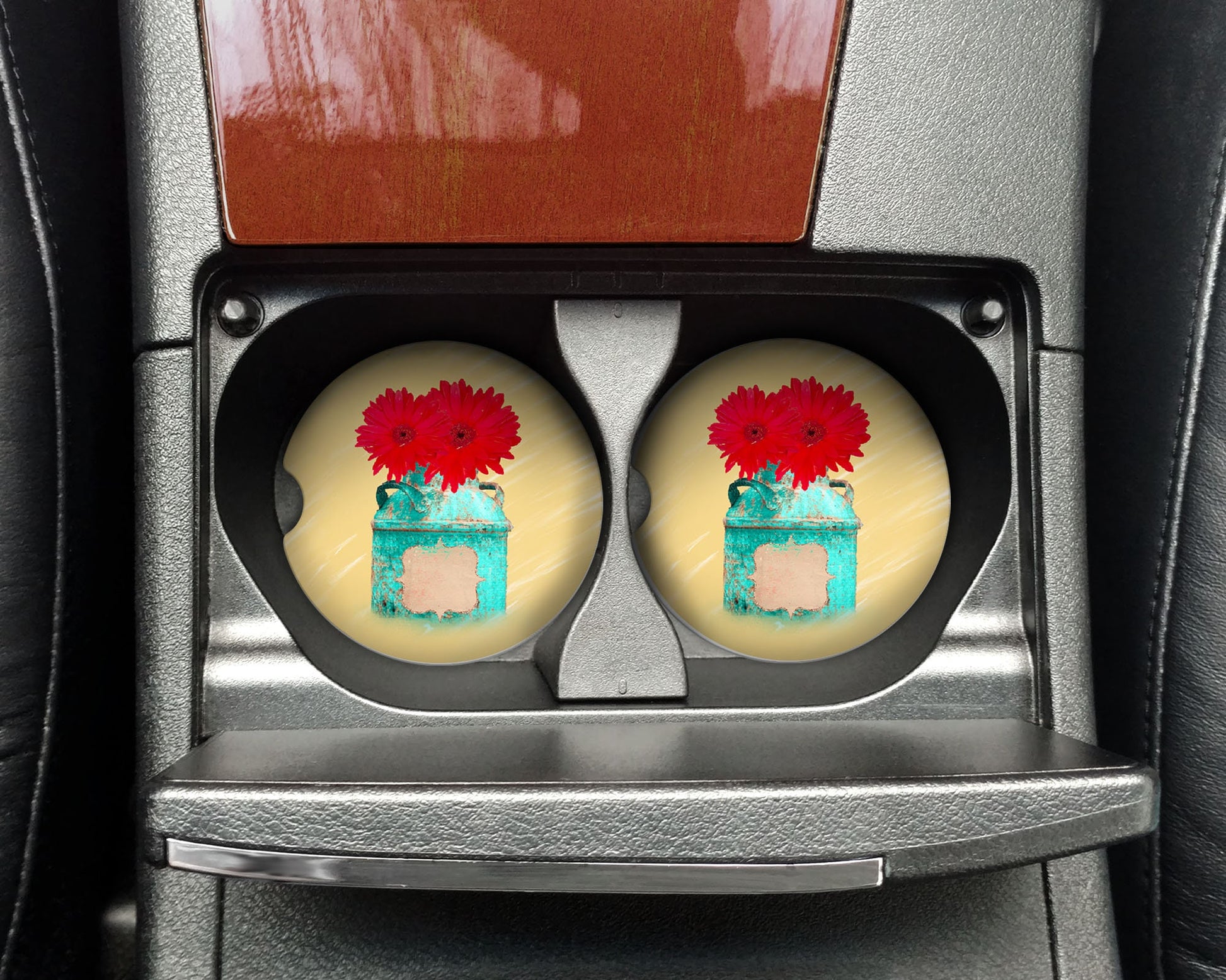 Vintage tin with flowers car coasters/Junky car coasters/Water can car coasters/Vintage/Junky/Country flowers/Bestie gift/Mom gift/ gift her