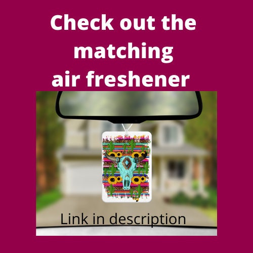 Cow head cactus sunflower serape car coasters/Serape/Sunflower/Cow head/Western/Boho/Cactus Cow head car coasters/car decor/coasters for car