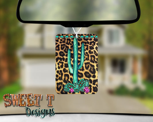 Cactus Turquoise Gem Leopard air freshener/Cactus Air Freshener/Leopard/Cactus/Turquoise/Gems/Gift for Mom/Mothers day gift/new car deocr