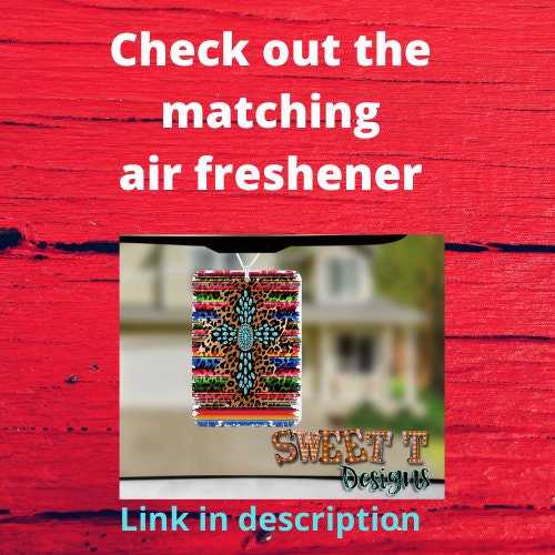 Turquoise Cross Serape Leopard Car coasters/Turquoise/Cross/Serape/Leopard/Mom gift/gift for her/new car decor/car decor/leopard serape