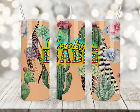 Country Babe 20 oz cup/Country travel mug/Cactus Lover tumbler/Christmas gift/gift for her/secret santa gift/gift for mom/Cacti lover