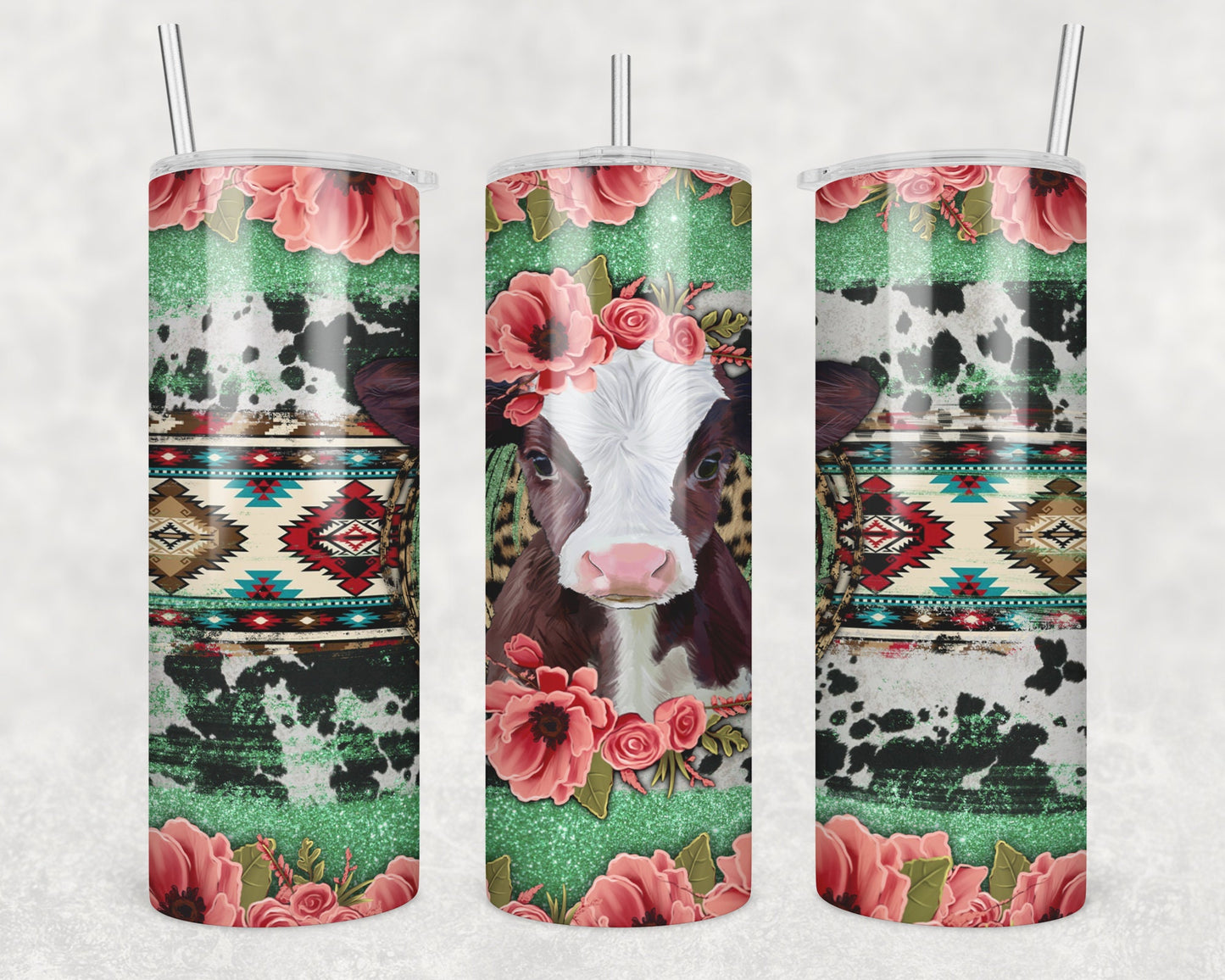 Baby Calf tumbler/Leopard/cow print/southwest aztec/flowers/Cow lovers/baby cow lover/travel mug/cow cup/Cow 20oz tumbler/lady tumbler