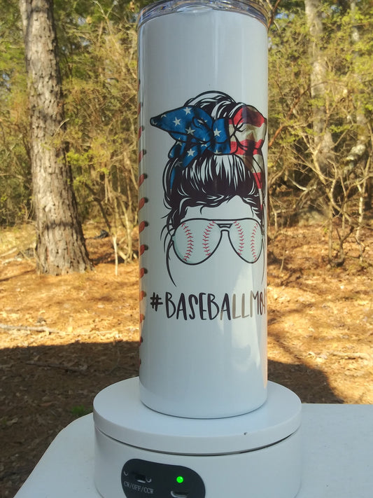Baseball Mom Tumbler/Baseball Lovers/tumbler for Mom/Baseball/Baseball mom/Messy bun/Messy bun mom/travel mug/