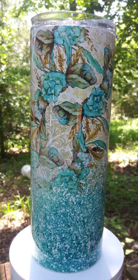 Boho floral tumbler travel tumbler, 20oz or 30oz tumbler, personalized tumbler, hot or cold travel tumbler