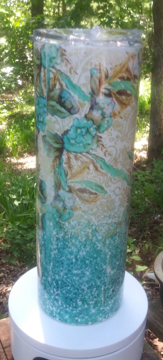 Boho floral tumbler travel tumbler, 20oz or 30oz tumbler, personalized tumbler, hot or cold travel tumbler