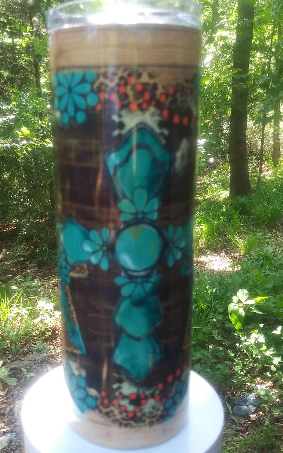 3 Turquoise Crosses 20 oz travel tumbler