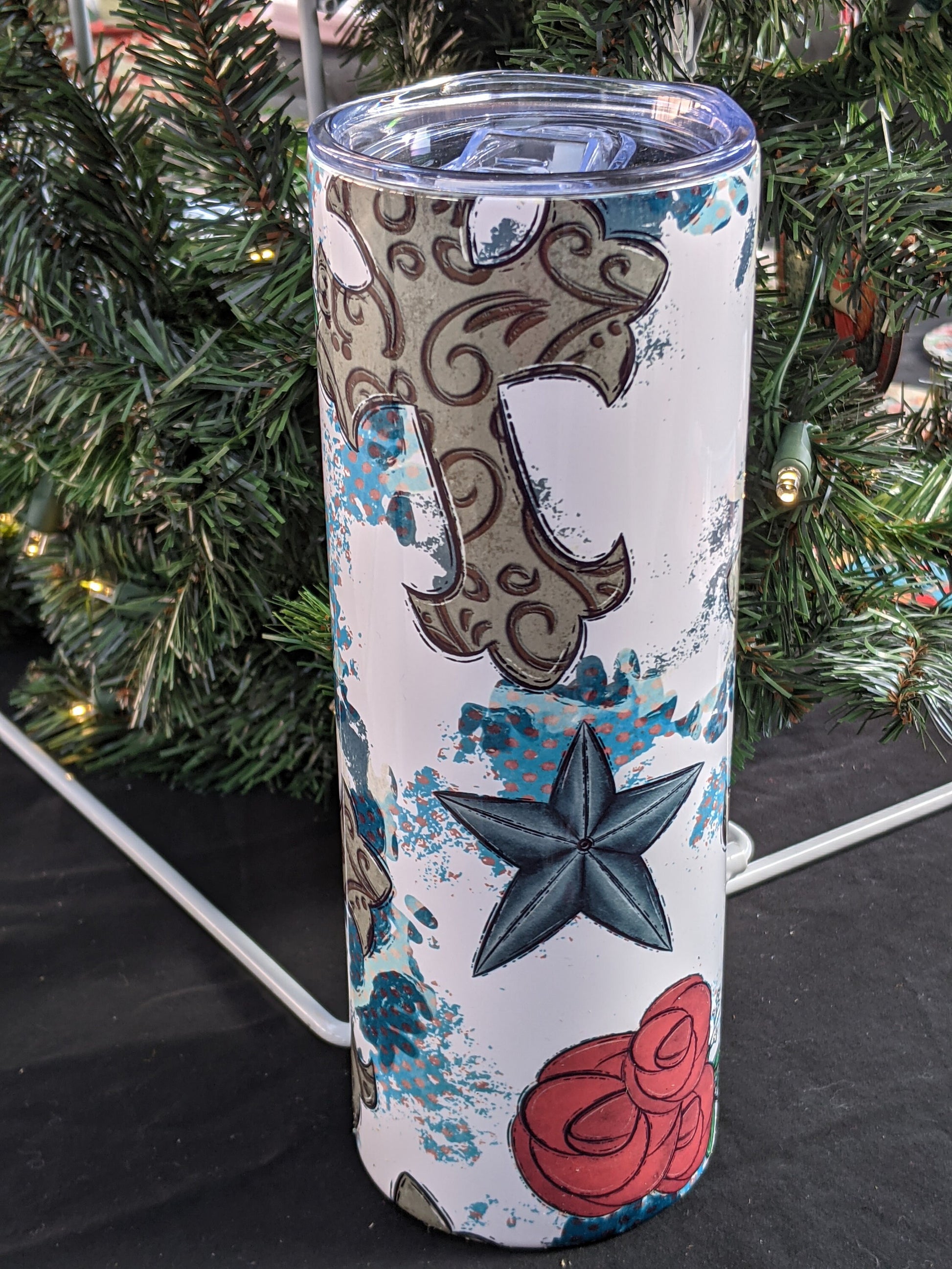 Cross w/roses 20 oz tumbler, travel tumbler for hot or cold drinks