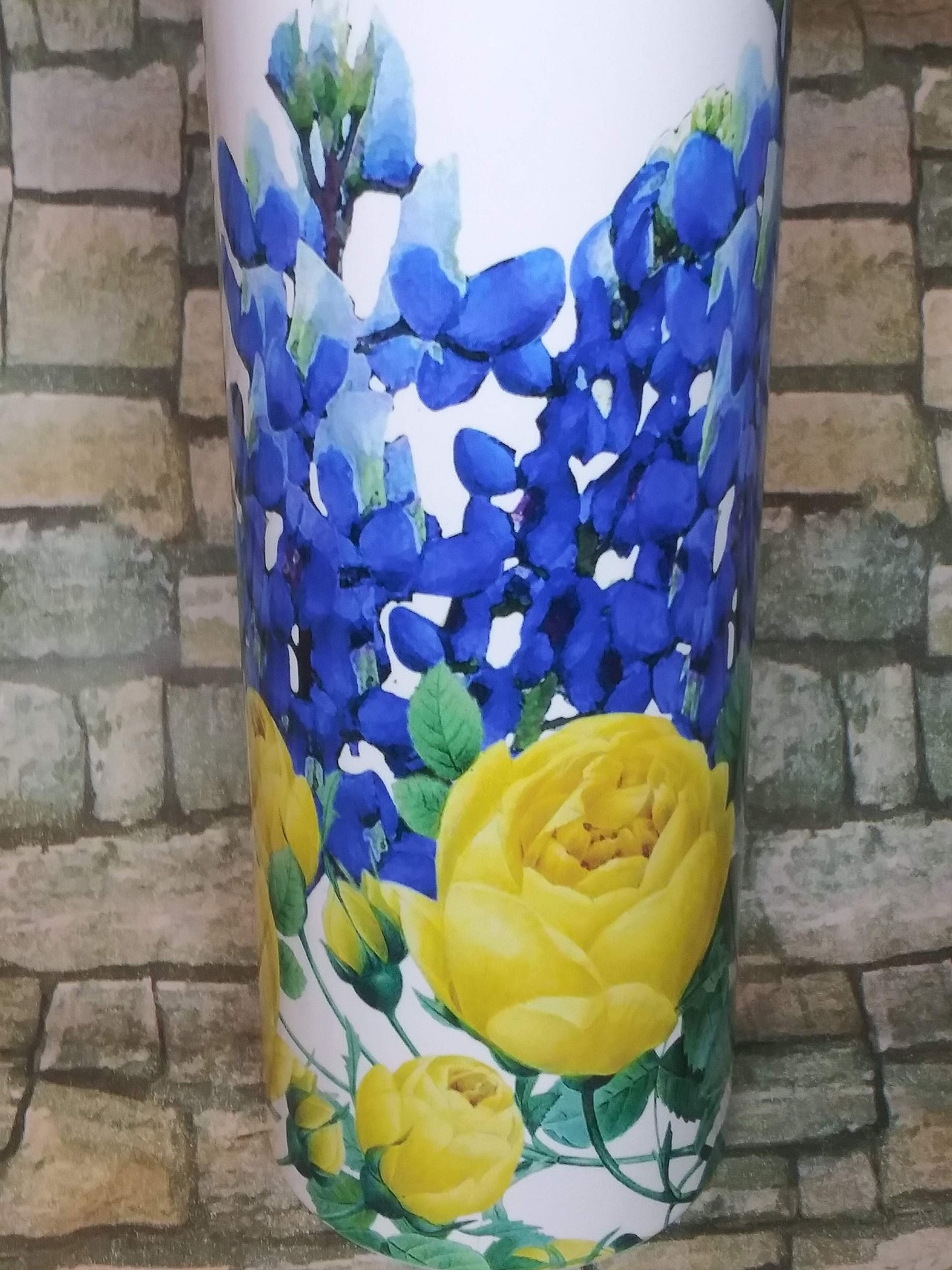 Bluebonnets and Yellow Roses, 20 oz tumbler, glitter tumblers,Texas, Texas Lovers, custom tumblers, personalized tumblers, Blue bonnets