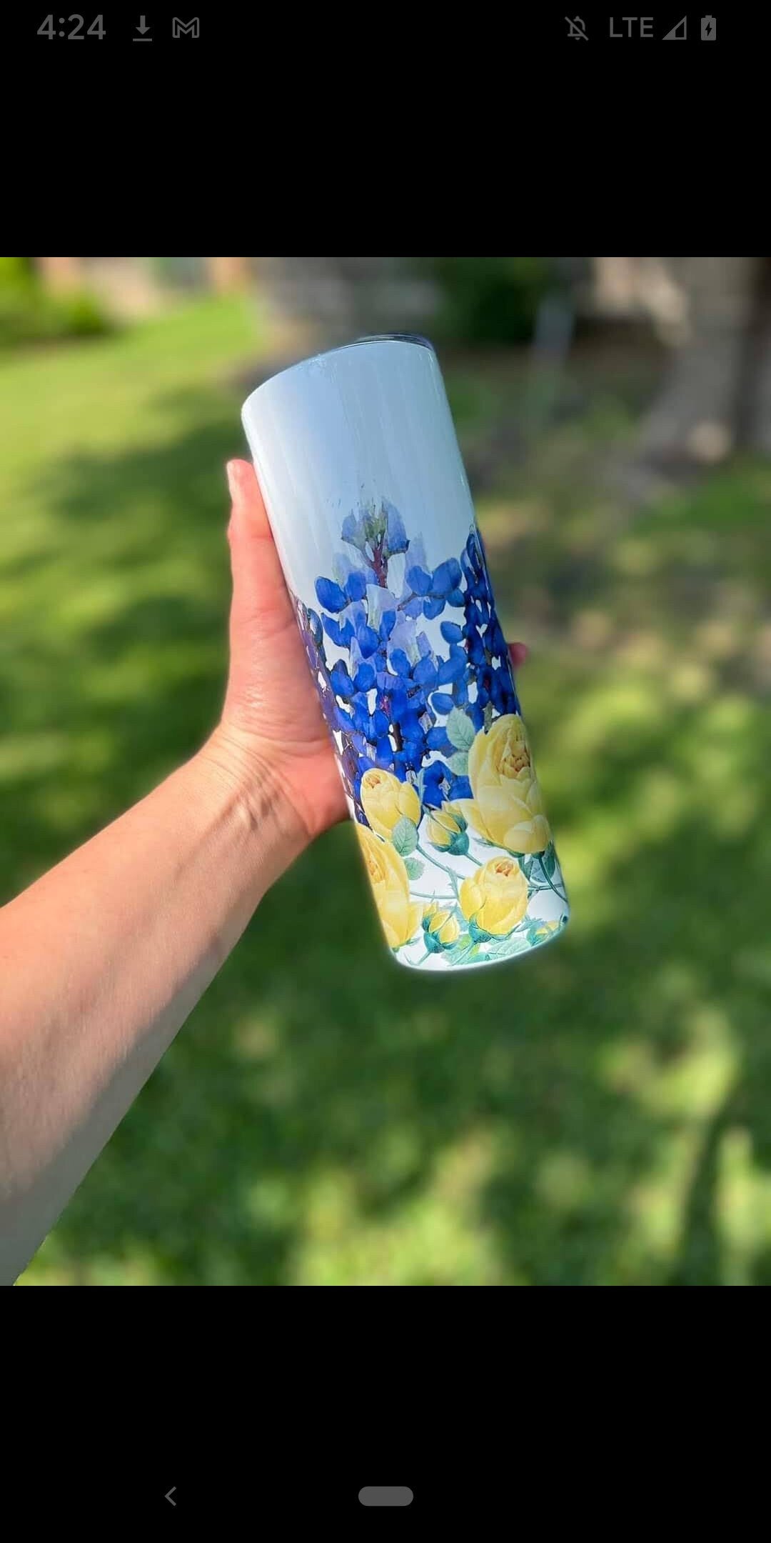 Bluebonnets and Yellow Roses, 20 oz tumbler, glitter tumblers,Texas, Texas Lovers, custom tumblers, personalized tumblers, Blue bonnets