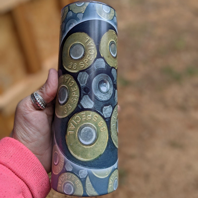 Gun cylinder car coasters/Gun cylinder travel mug/Gun Lovers/gun cup for him/ammo/gun chamber/bullet tumbler/gun gift/bullet mug