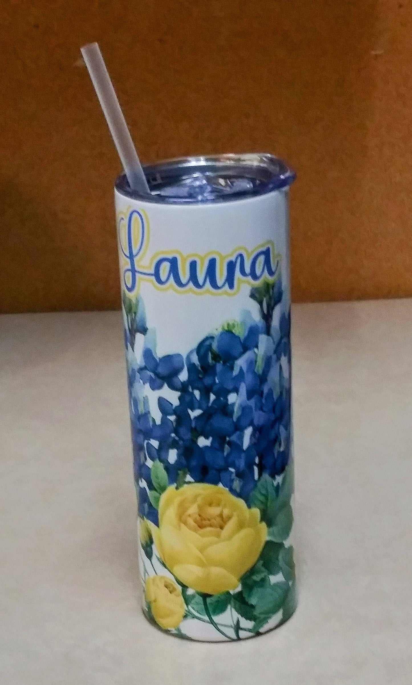 Bluebonnets and Yellow Roses, 20 oz tumbler, glitter tumblers,Texas, Texas Lovers, custom tumblers, personalized tumblers, Blue bonnets