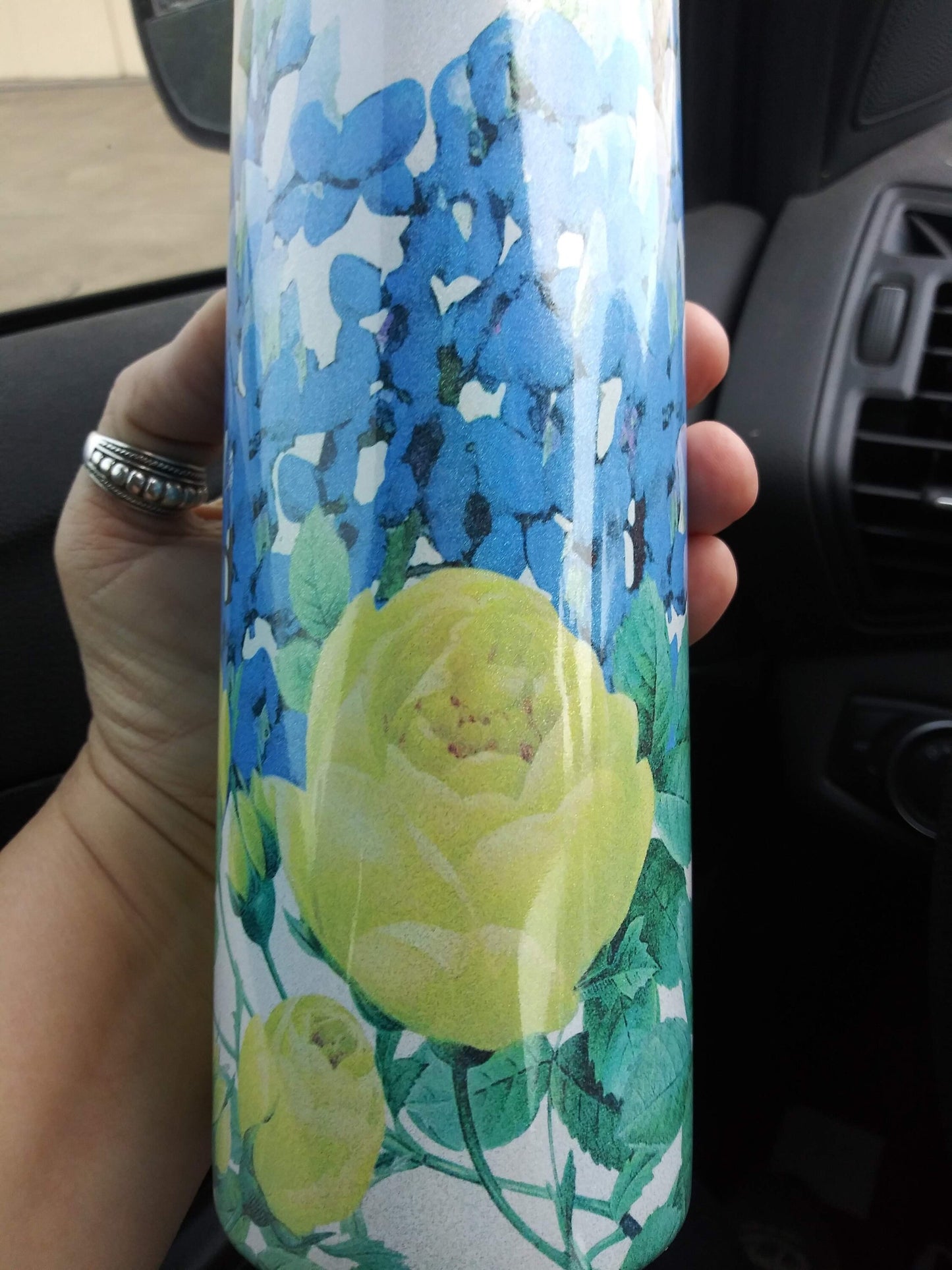 Bluebonnets and Yellow Roses, 20 oz tumbler, glitter tumblers,Texas, Texas Lovers, custom tumblers, personalized tumblers, Blue bonnets