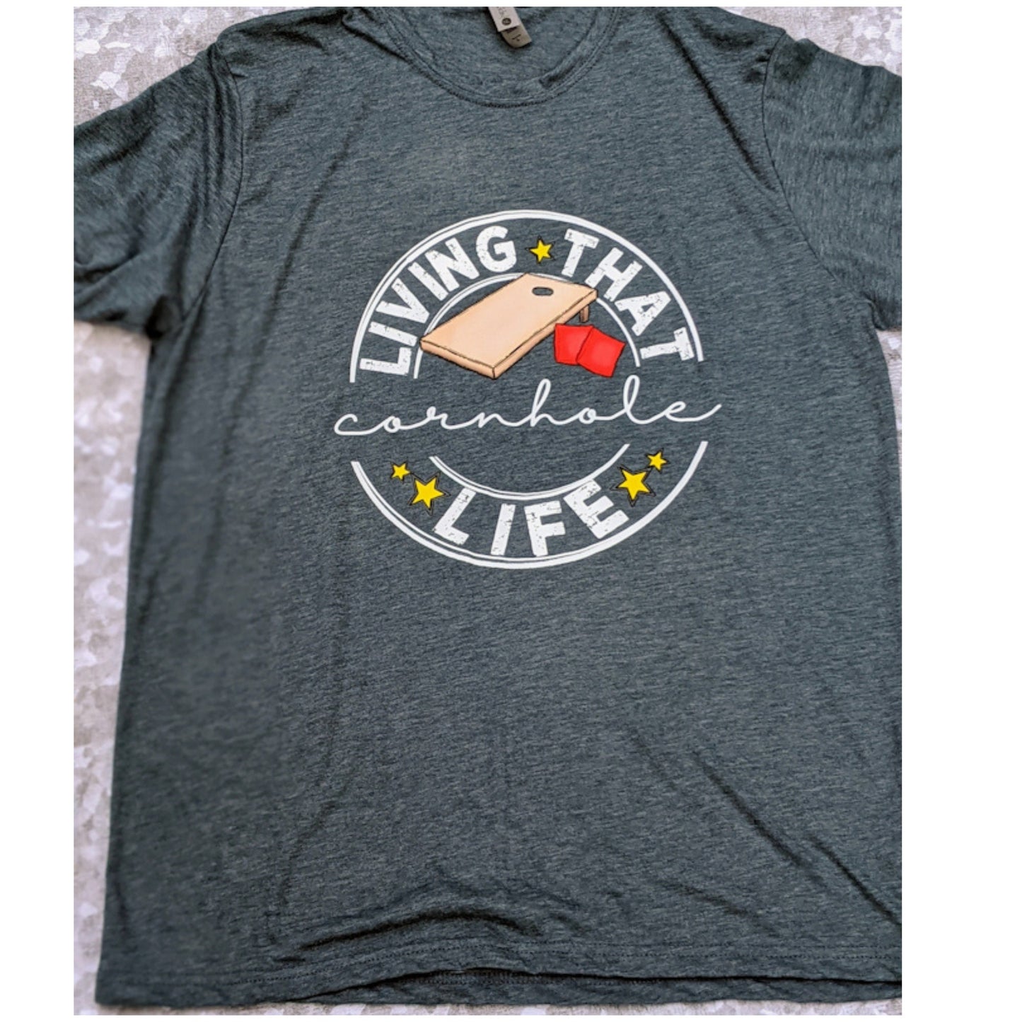 Just living that cornhole life/cornhole lovers t-shirt/gift for Dad/Cornhole game lovers t-shirt/cornhole party t-shirt/t-shirt for parties