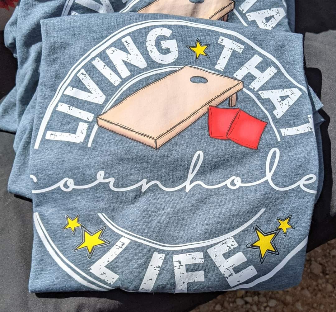 Just living that cornhole life/cornhole lovers t-shirt/gift for Dad/Cornhole game lovers t-shirt/cornhole party t-shirt/t-shirt for parties