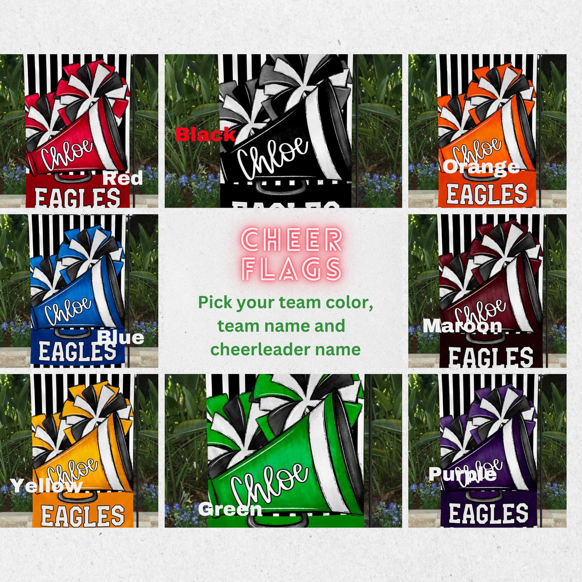 Customizable Cheer Spirit Garden Flag - Personalize Your Message of Team Spirit!