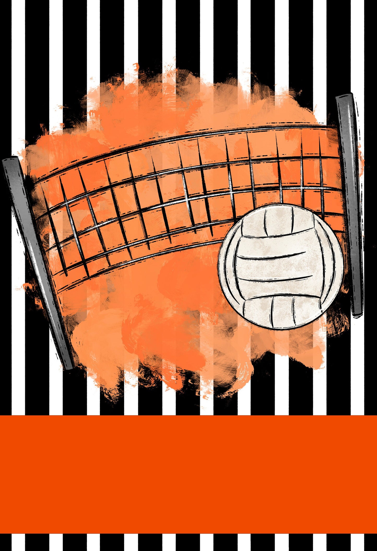 Orange volleyball garden flag
