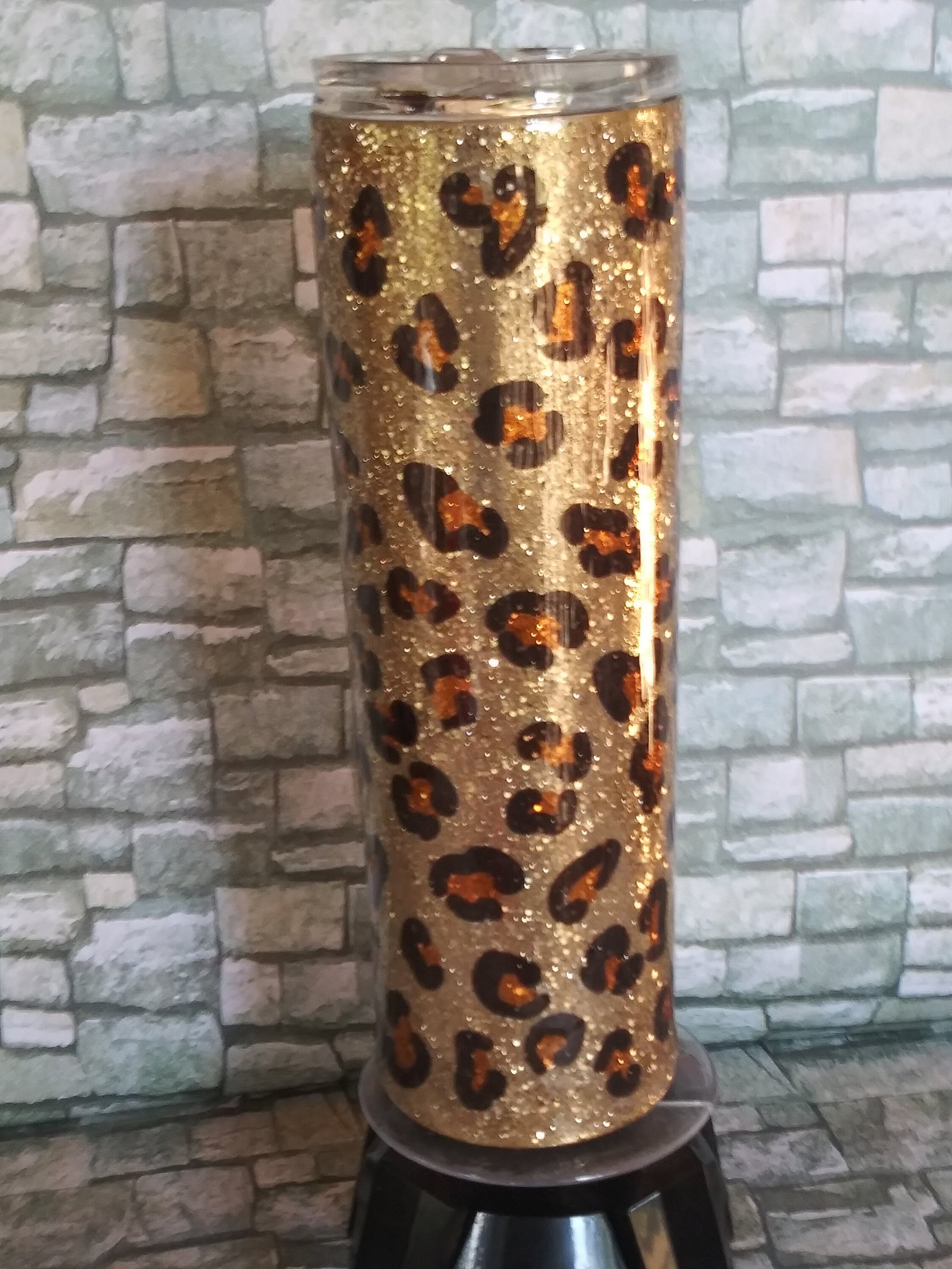 Leopard Print Glitter/Personalized/ gold glitter/20 oz /30oz/Leopard/Gold/Glitter/Gift for women/ Christmas gift/steel tumbler/14oz/12oz