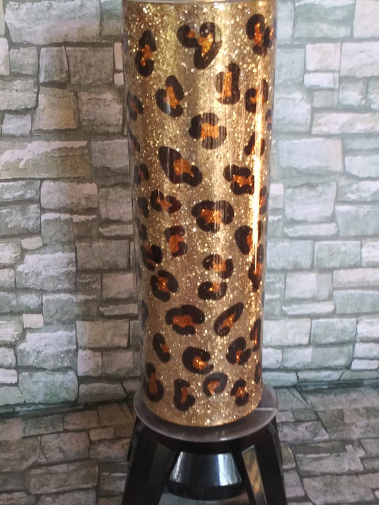 Leopard Print Glitter/Personalized/ gold glitter/20 oz /30oz/Leopard/Gold/Glitter/Gift for women/ Christmas gift/steel tumbler/14oz/12oz