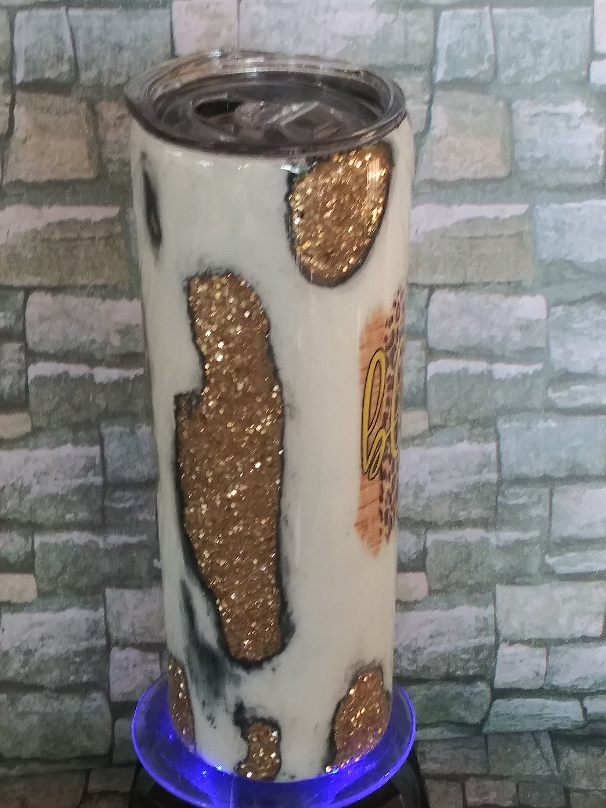 Distressed Geode Glitter Tumbler/Blessed/yellow/sunflowers/20oz straight/Custom Gift/Gift for Christmas/Gift for her/Personalization/Epoxy