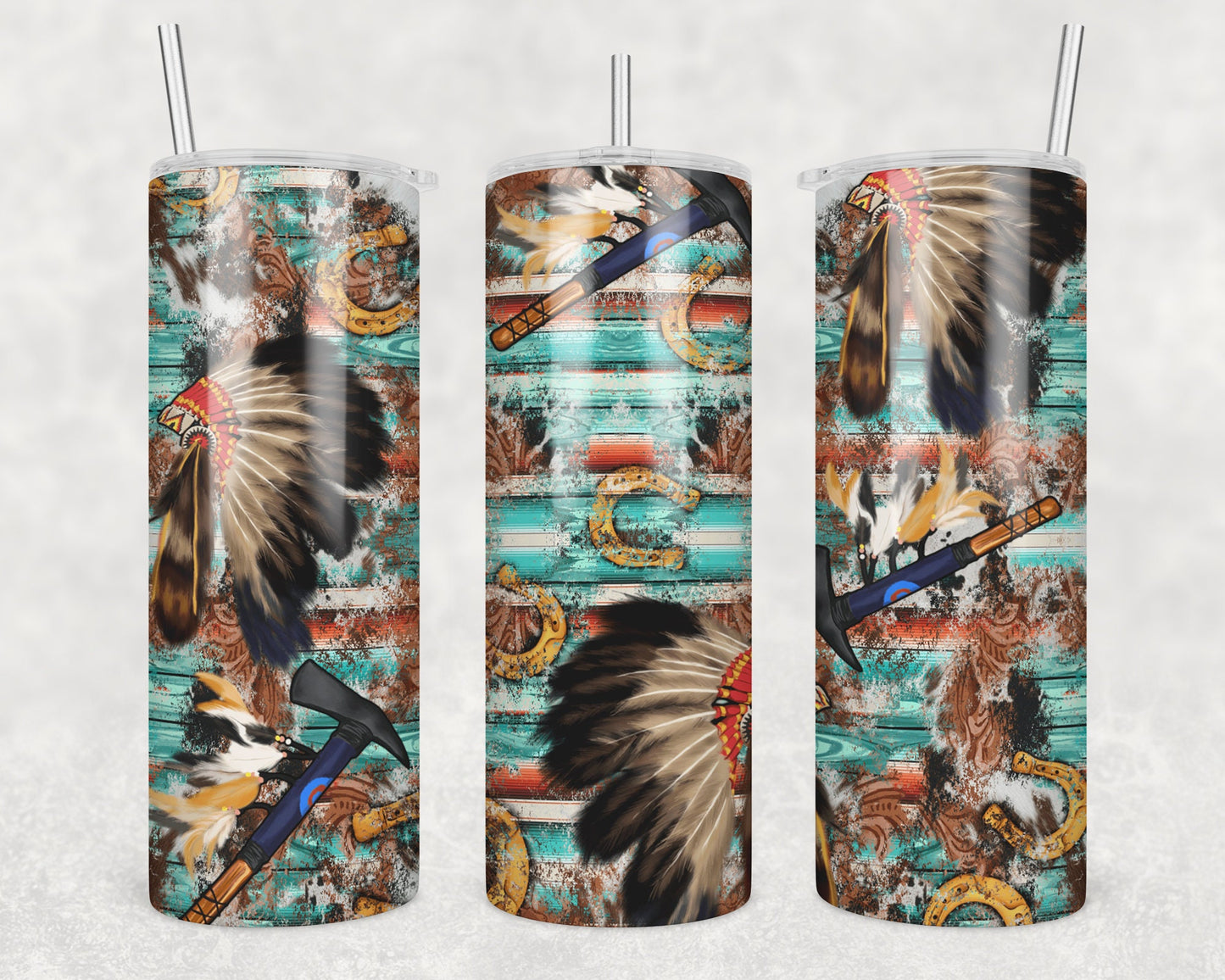 Indian Head dress travel mug/Indian lovers/serape lovers/horseshoes/Indian travel mug/indian headdress cup/native american