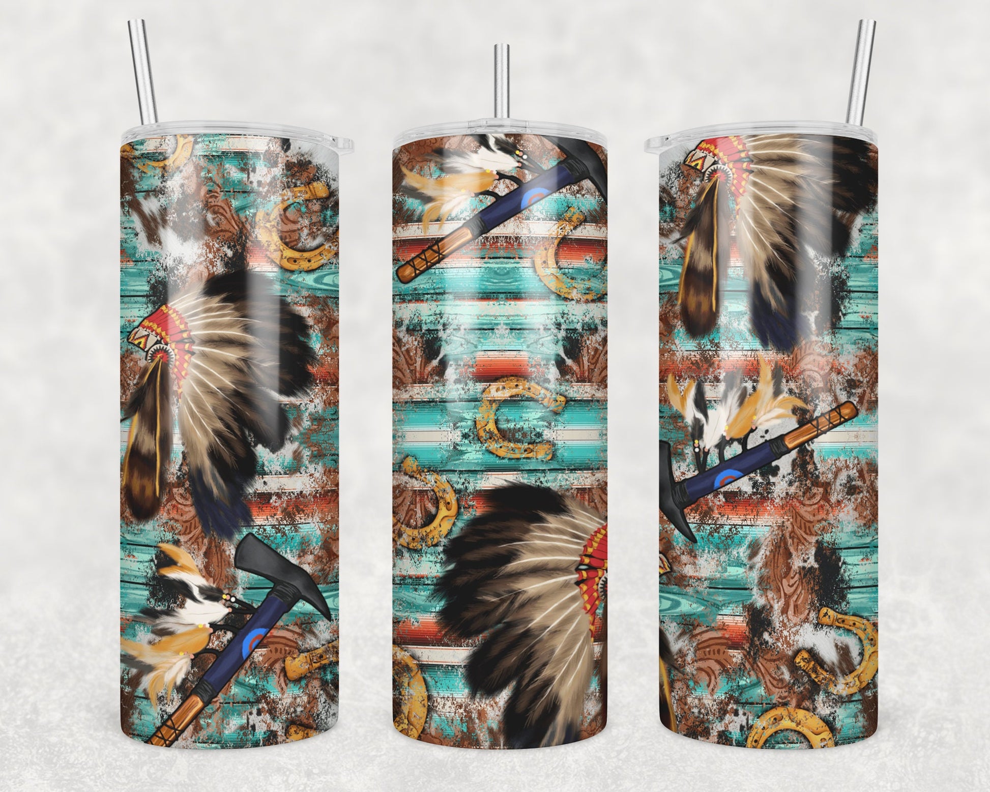 Indian Head dress travel mug/Indian lovers/serape lovers/horseshoes/Indian travel mug/indian headdress cup/native american