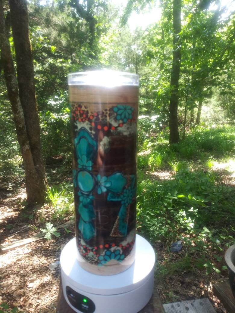3 Turquoise Crosses 20 oz travel tumbler, turquoise lovers gift, bestie gift, mom gift, western turquoise tumbler