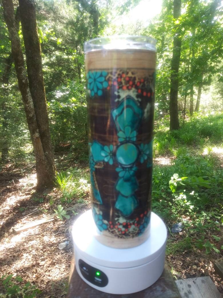 3 Turquoise Crosses 20 oz travel tumbler, turquoise lovers gift, bestie gift, mom gift, western turquoise tumbler